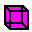 Magenta filled 'wireframe' style Necker Cube